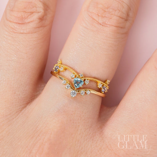 Exotic Princess Amethyst Ring Amethyst & White Topaz