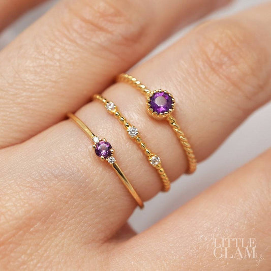 Solitaire Amethyst Twist Ring Amethyst