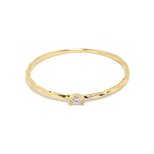 14k Solid Gold Dainty Solitaire Diamond Twist Ring Diamond