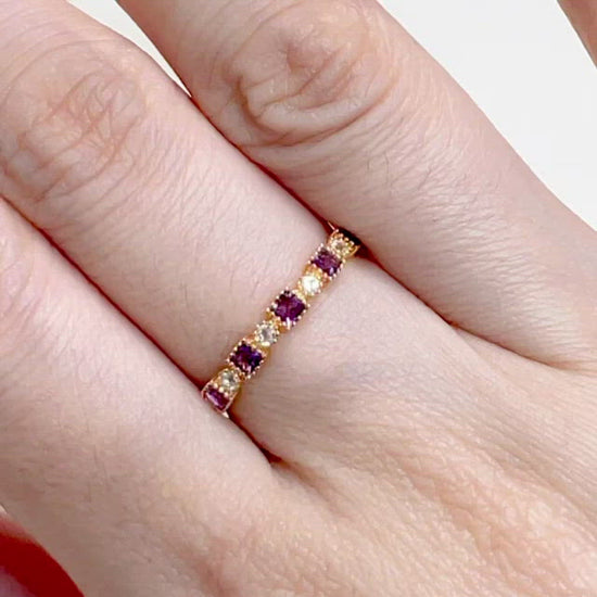 Amethyst Jewelry - Amethyst Band - Eternal Elegance 14k Yellow Gold Plated Sterling Silver Ring - Little Glam Jewelry