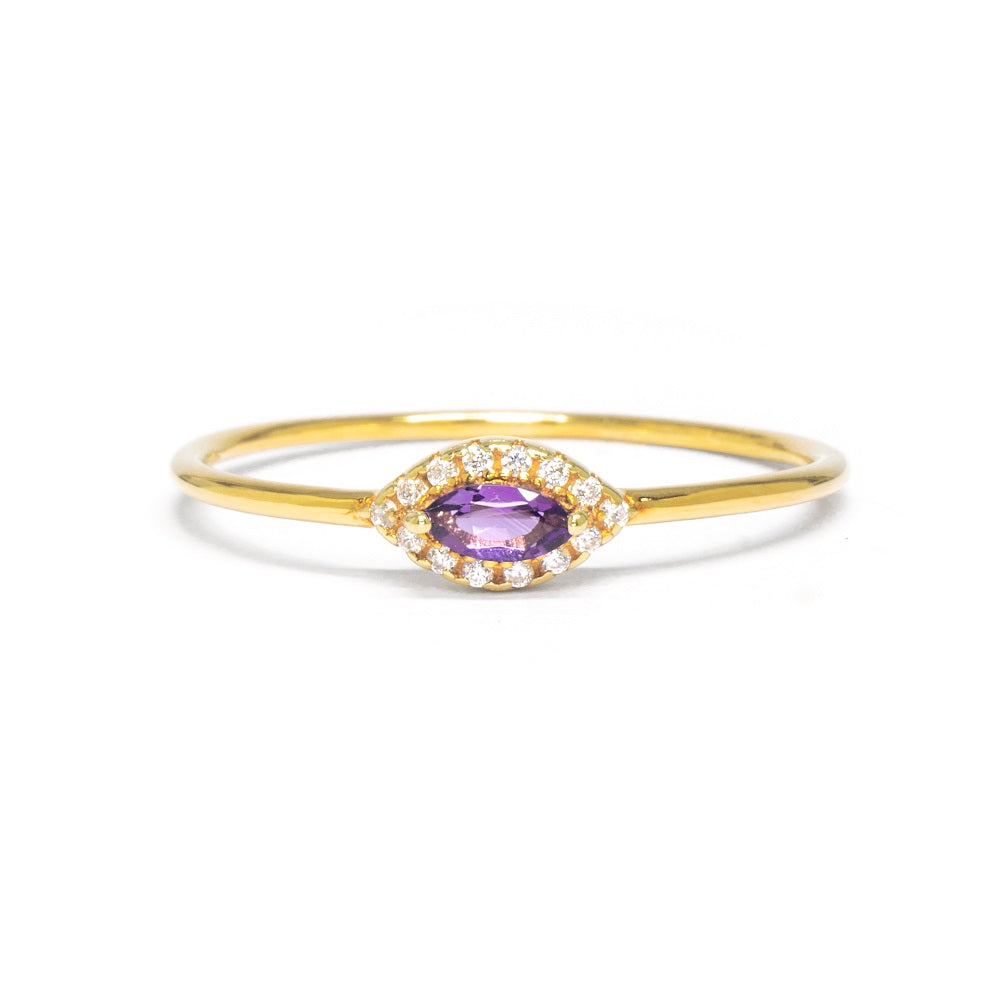 Delicate Marquise Amethyst Ring Amethyst & White Topaz